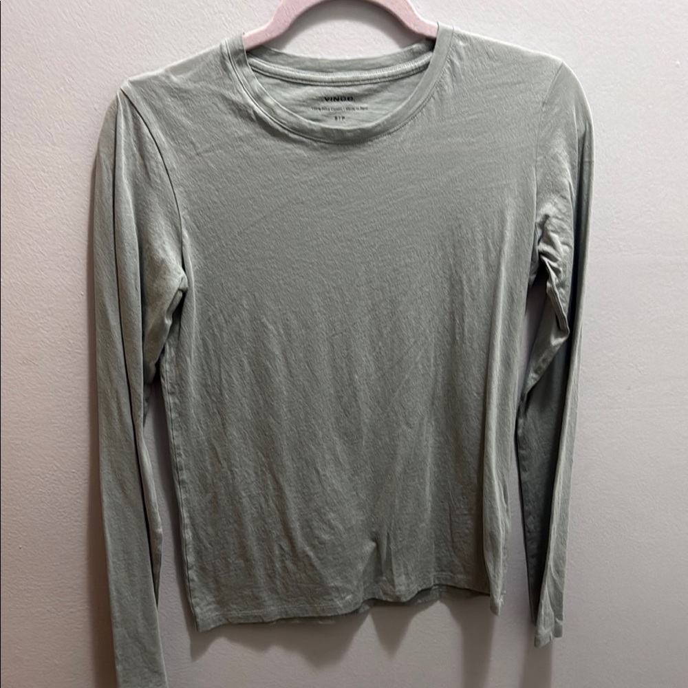 Vince Fitted Green Long Sleeve Tee